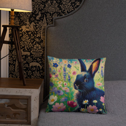 Black Rabbit3 Basic Pillow by Gregg Acini Adoree Designs - Gregg Acini Adoree Designs - Pillow