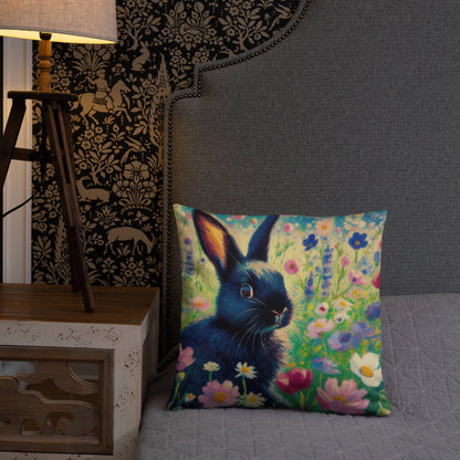 Black Rabbit3 Basic Pillow by Gregg Acini Adoree Designs - Gregg Acini Adoree Designs - Pillow
