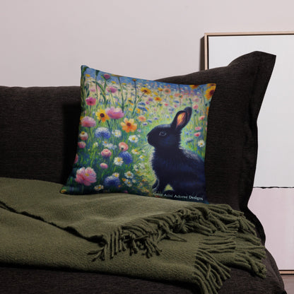 Black Rabbit4 Basic Pillow by Gregg Acini Adoree Designs - Gregg Acini Adoree Designs - Pillow