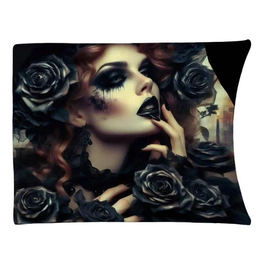 Black Roses 300 GSM Flannel Throw Blanket (Made in USA) - Gregg Acini Adoree Designs - Blanket