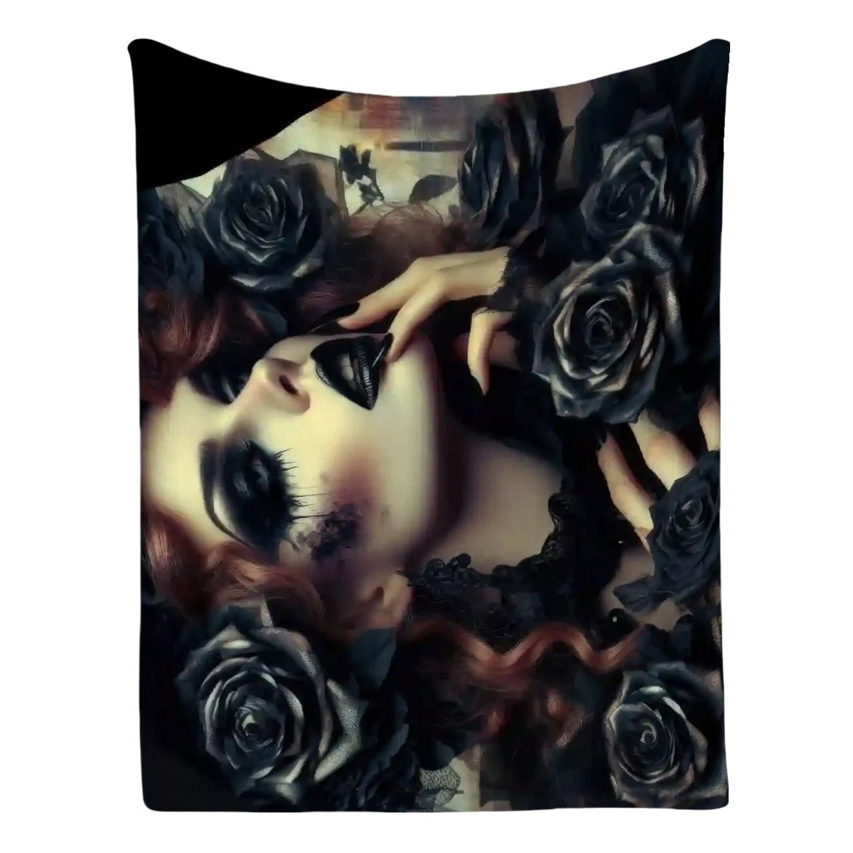 Black Roses 300 GSM Flannel Throw Blanket (Made in USA) - Gregg Acini Adoree Designs - Blanket