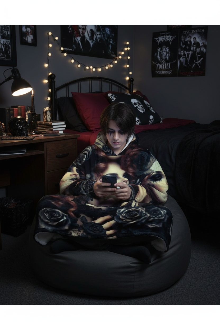 Black Roses Blanket Hoodie — Dorm Room