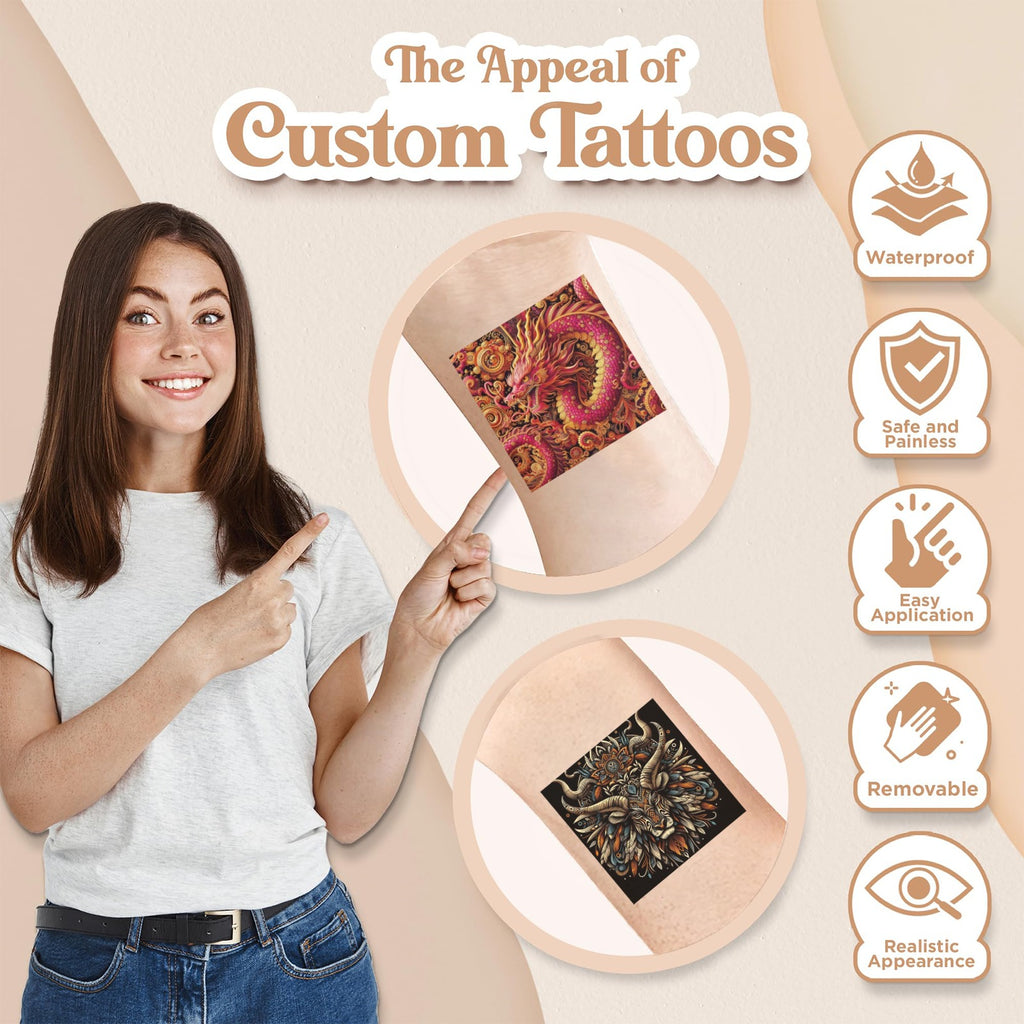 sample pack 1 Personalized Temporary Tattoo (1 Sheet, 15 Separate Designs)