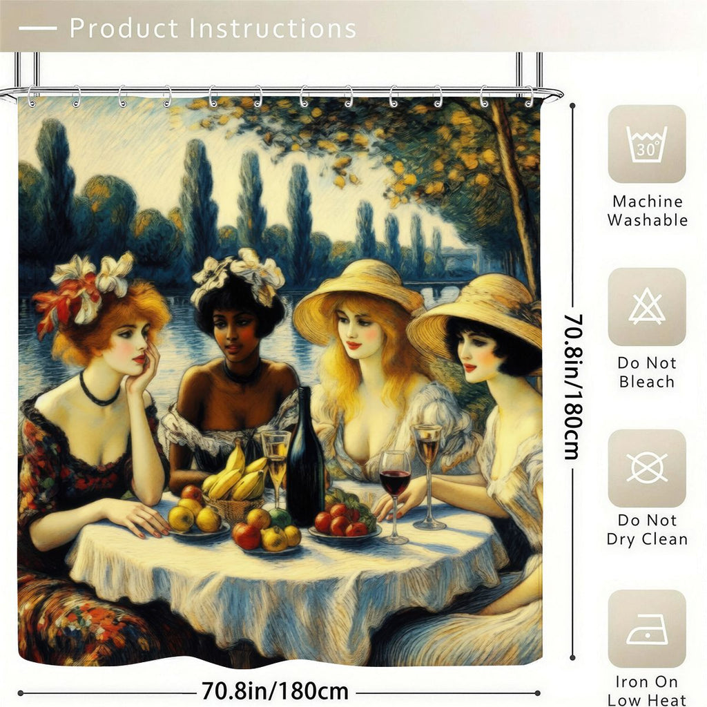 Ladies with Fruit Shower Curtain | Impressionist Riverside Art