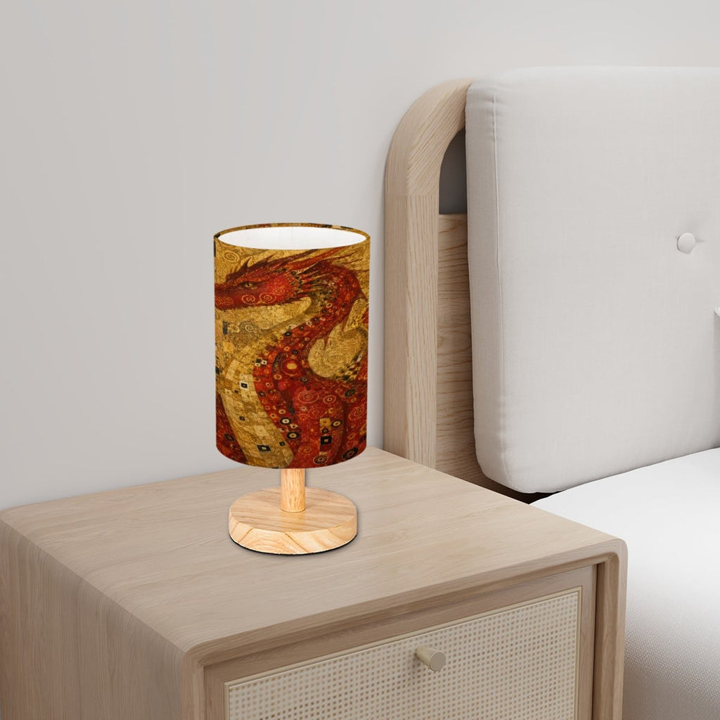 Red Dragon Cylindrical Table Lamp