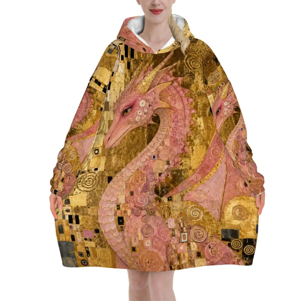 Pink Dragon Adult Blanket Hoodie