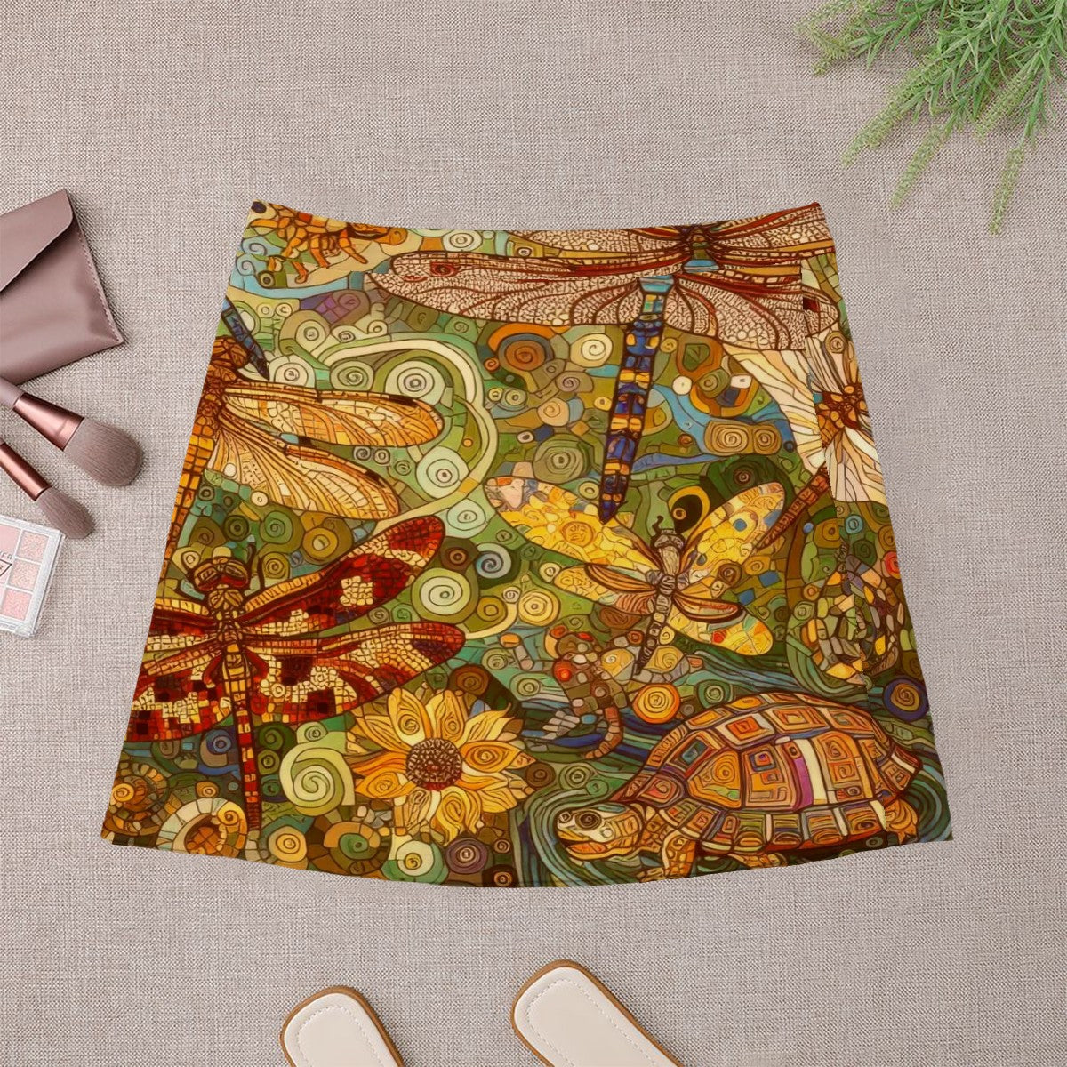 Orange Dragonflies Mini Skirt