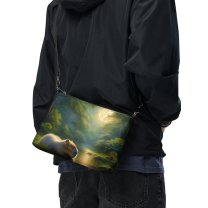 Capybara under a Golden Moon Crossbody bag - Gregg Acini Adoree Designs - Handbag