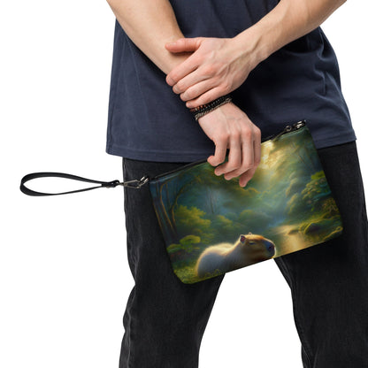 Capybara under a Golden Moon Crossbody bag - Gregg Acini Adoree Designs - Handbag