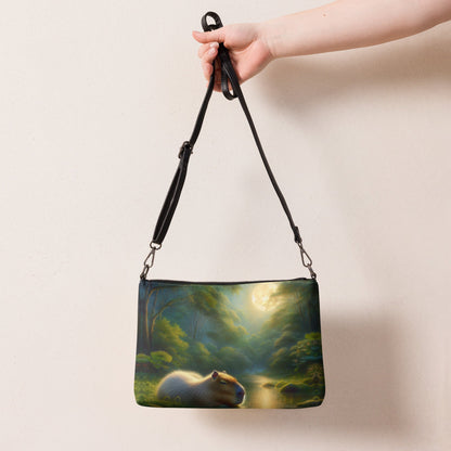 Capybara under a Golden Moon Crossbody bag - Gregg Acini Adoree Designs - Handbag