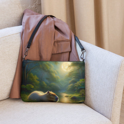 Capybara under a Golden Moon Crossbody bag - Gregg Acini Adoree Designs - Handbag