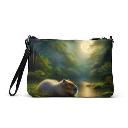 Capybara under a Golden Moon Crossbody bag - Gregg Acini Adoree Designs - Handbag