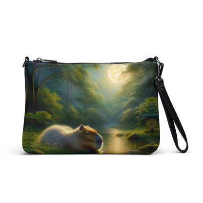 Capybara under a Golden Moon Crossbody bag - Gregg Acini Adoree Designs - Handbag