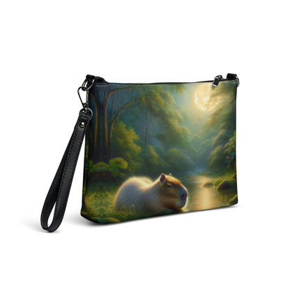 Capybara under a Golden Moon Crossbody bag - Gregg Acini Adoree Designs - Handbag