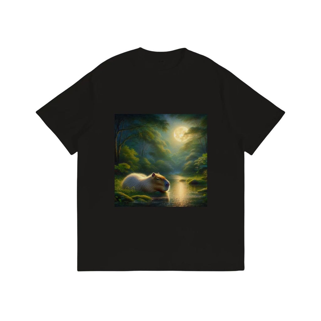 Capybara Under a Golden Moon - Gildan 5000 Unisex Cotton Tee - Gregg Acini Adoree Designs - T-Shirt