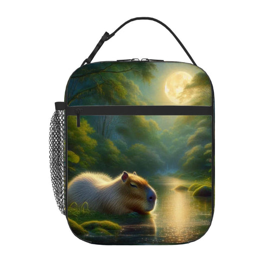 Capybara Under a Golden Moon - Lunch Bag - Gregg Acini Adoree Designs - Lunch Bag