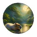 Capybara Under a Golden Moon Thickened Spare Tire Cover - Gregg Acini Adoree Designs - Spare Tire Cover