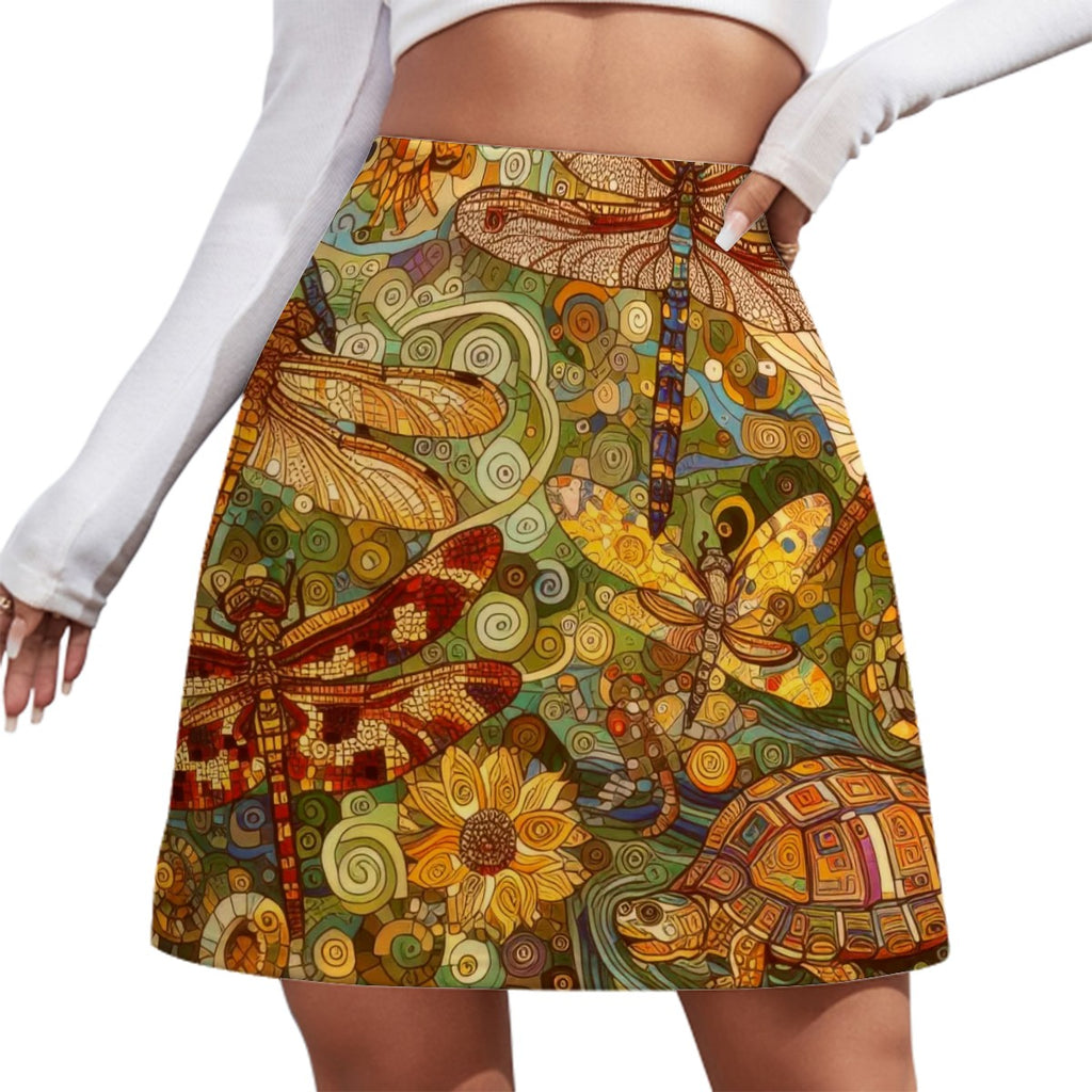 Orange Dragonflies Mini Skirt