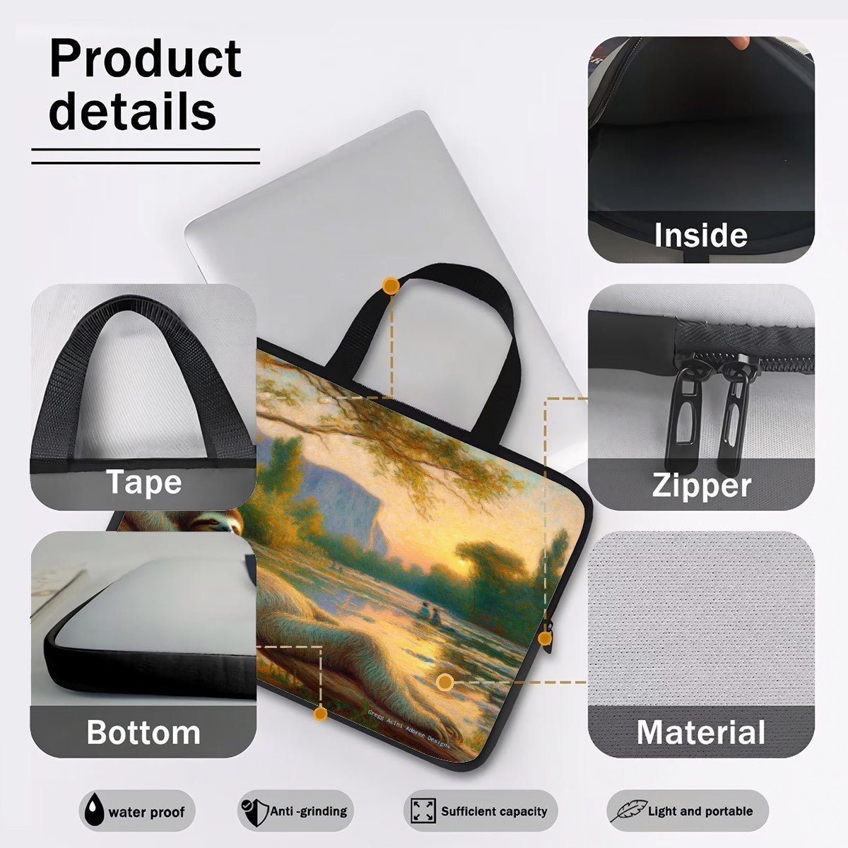 Chill Sloth Laptop Bag - Gregg Acini Adoree Designs - Laptop Bag