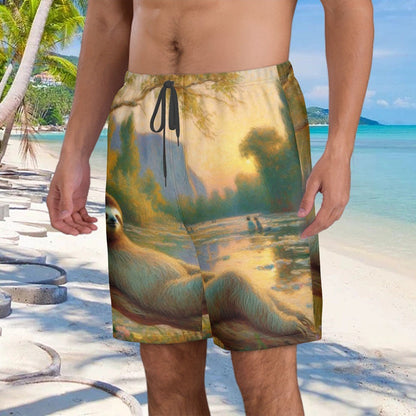 Chill Sloth Men's Beach Shorts - Gregg Acini Adoree Designs - Swimsuit