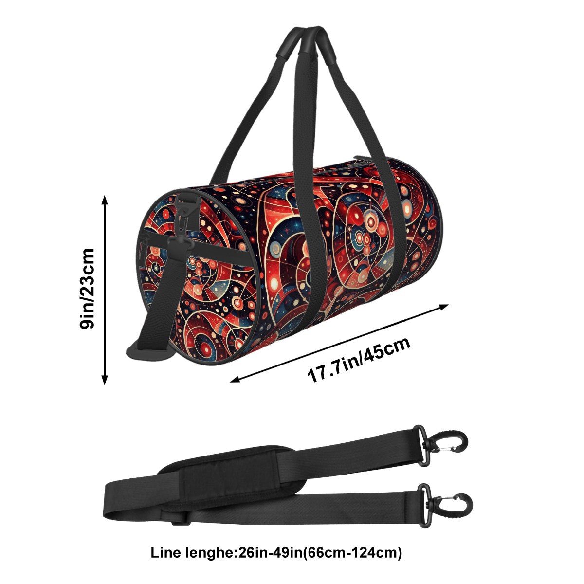 Clockwork Universe Cylinder Duffle Bag Large Capacity - Gregg Acini Adoree Designs - Luggage