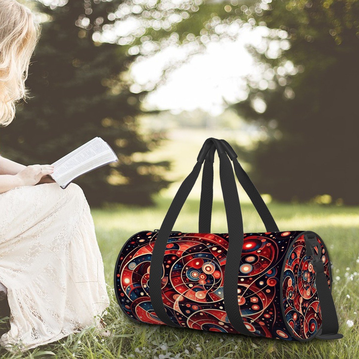 Clockwork Universe Cylinder Duffle Bag Large Capacity - Gregg Acini Adoree Designs - Luggage