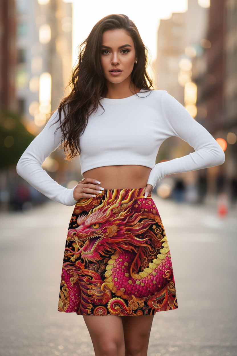 Crimson Dragon Mini Skirt Lifestyle