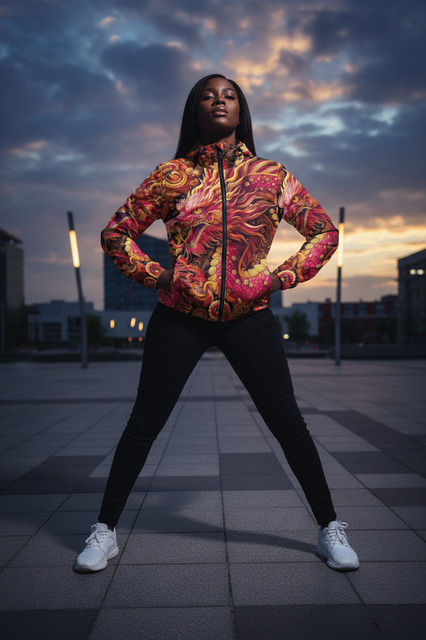 Crimson Dragon Windbreaker Lifestyle