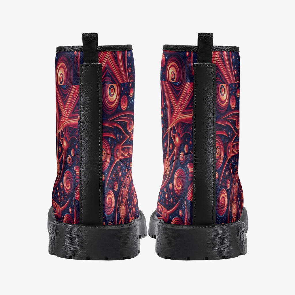 Crimson Spiral Trendy Leather Boots - Gregg Acini Adoree Designs - Boots