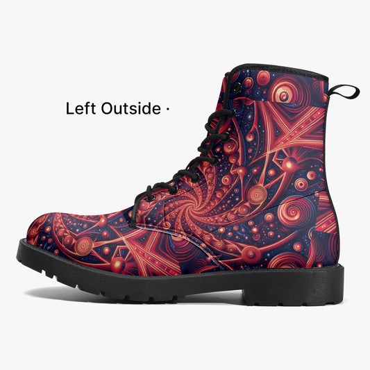 Crimson Spiral Trendy Leather Boots - Gregg Acini Adoree Designs - Boots