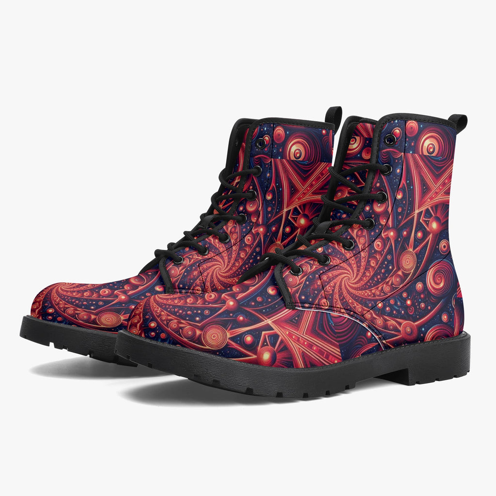 Crimson Spiral Trendy Leather Boots - Gregg Acini Adoree Designs - Boots
