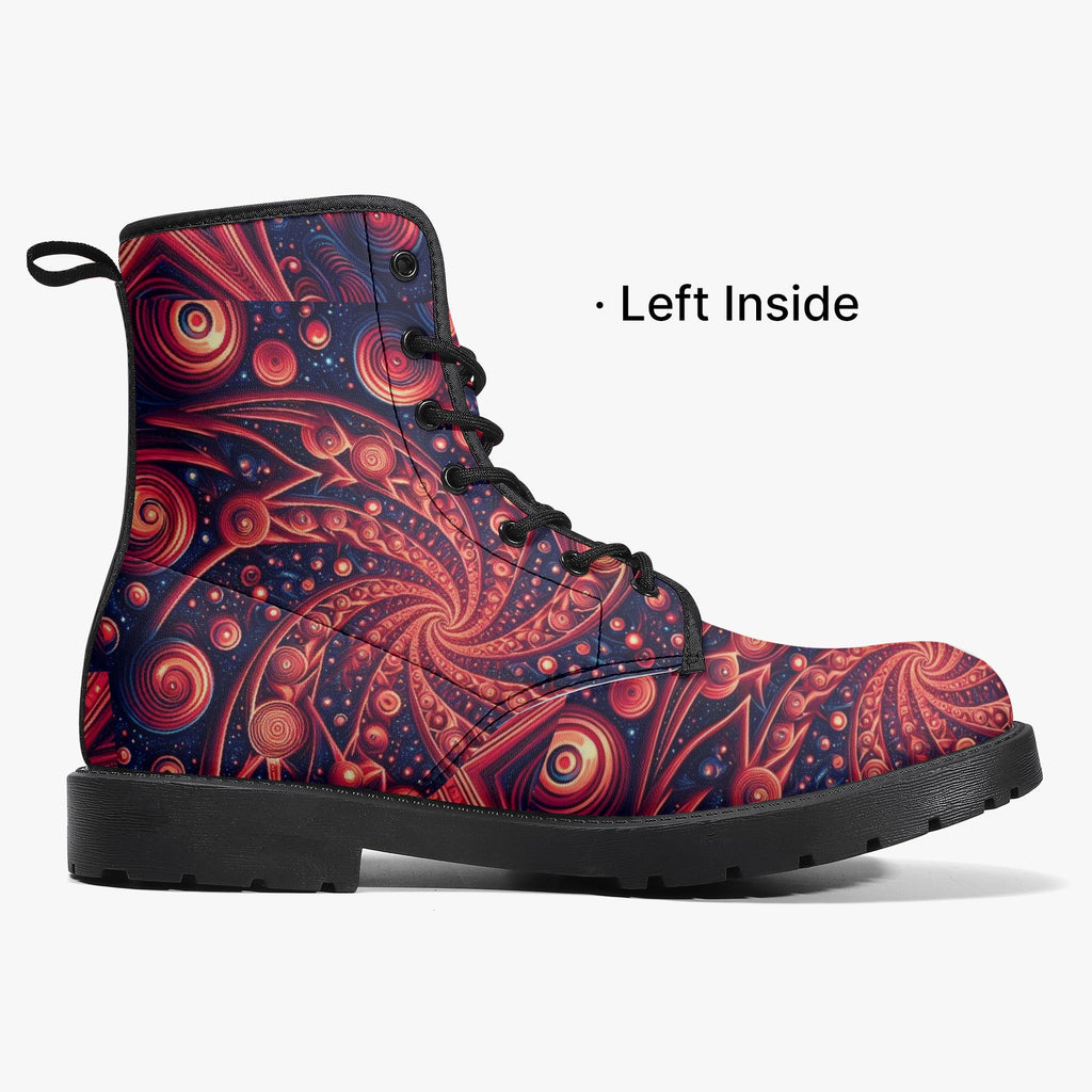 Crimson Spiral Trendy Leather Boots - Gregg Acini Adoree Designs - Boots