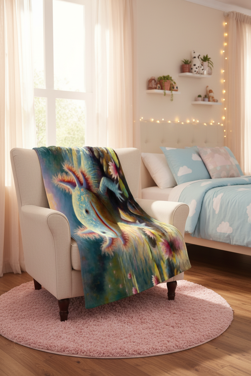 Cute Axolotl Blanket Lifestyle