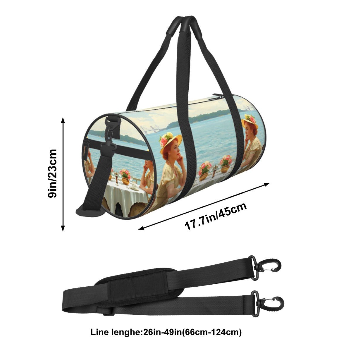 Cylinder Duffle Bag Large Capacity - Gregg Acini Adoree Designs - Luggage