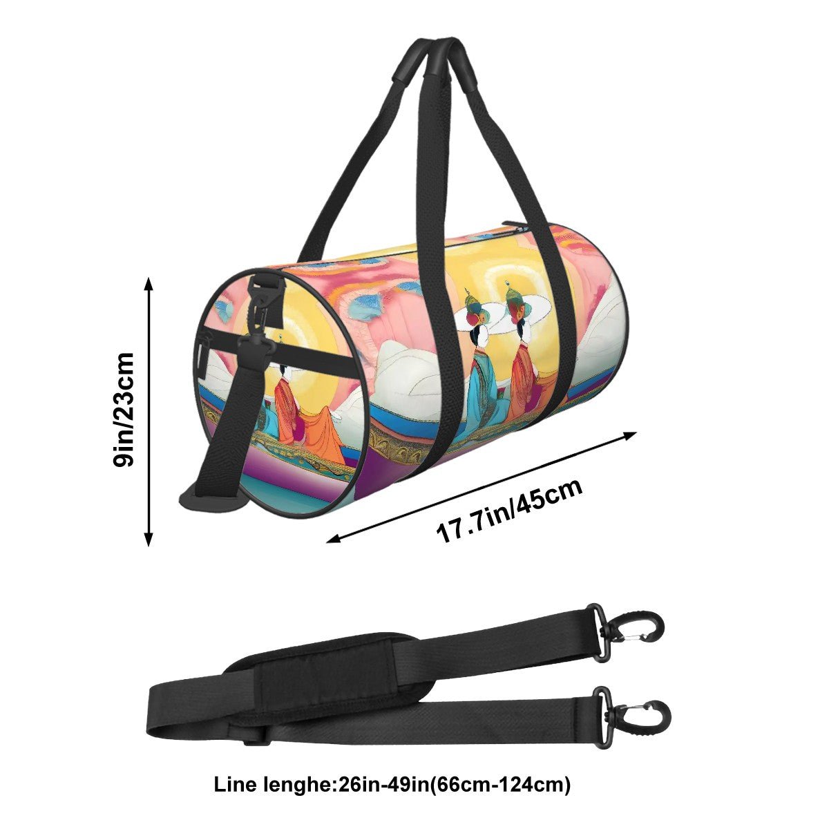 Cylinder Duffle Bag Large Capacity - Gregg Acini Adoree Designs - Luggage