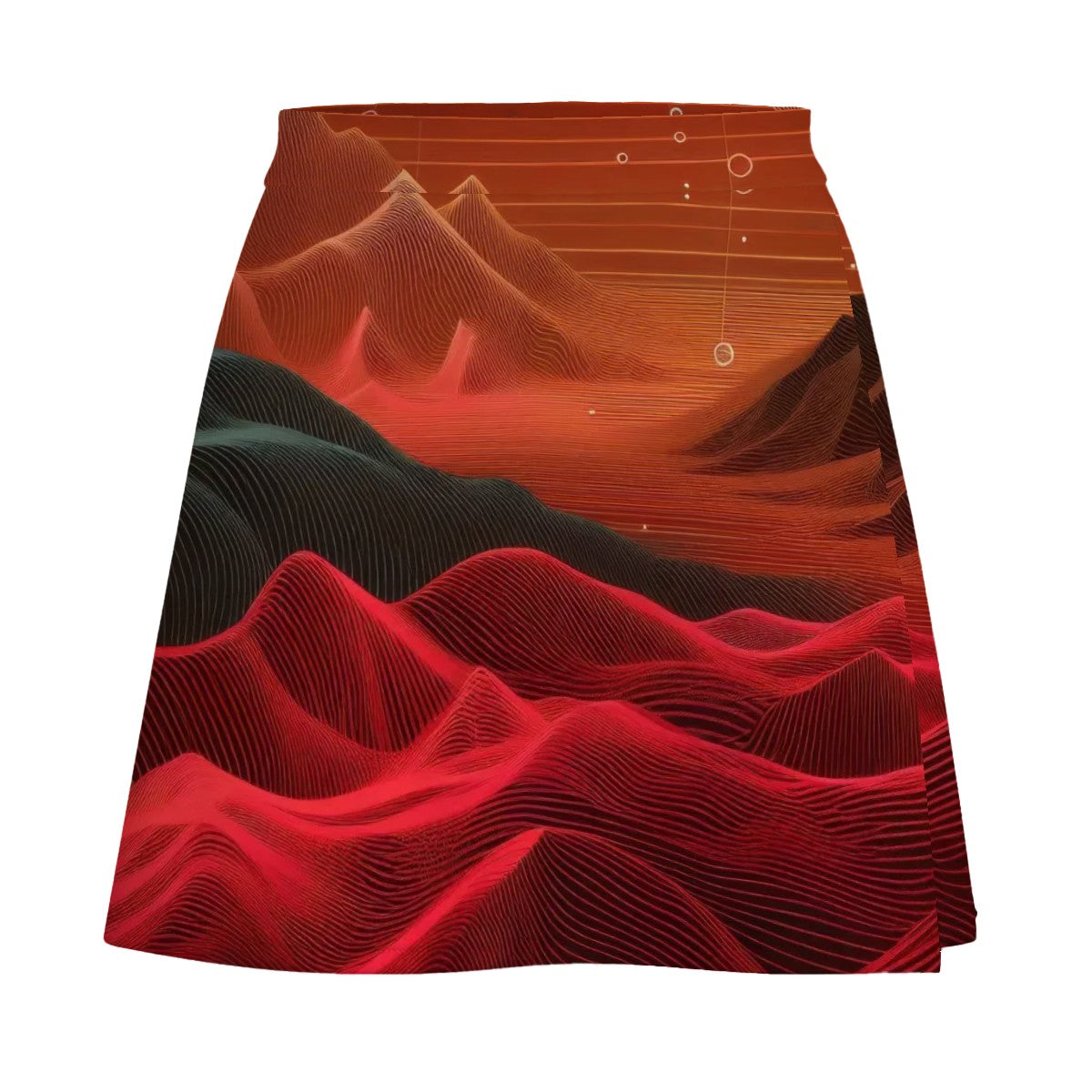 Crimson Waves Mini Skirt | Line Abstract Wearable Art
