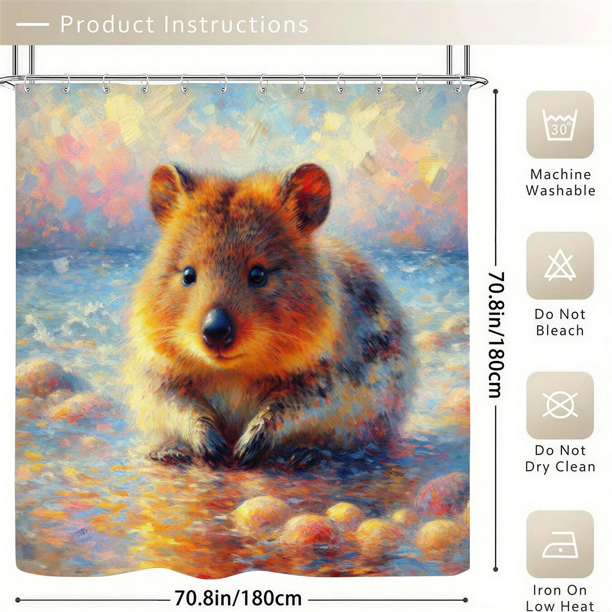 Baby Quokka Shower Curtain 70.8"x70.8" (Made in USA)