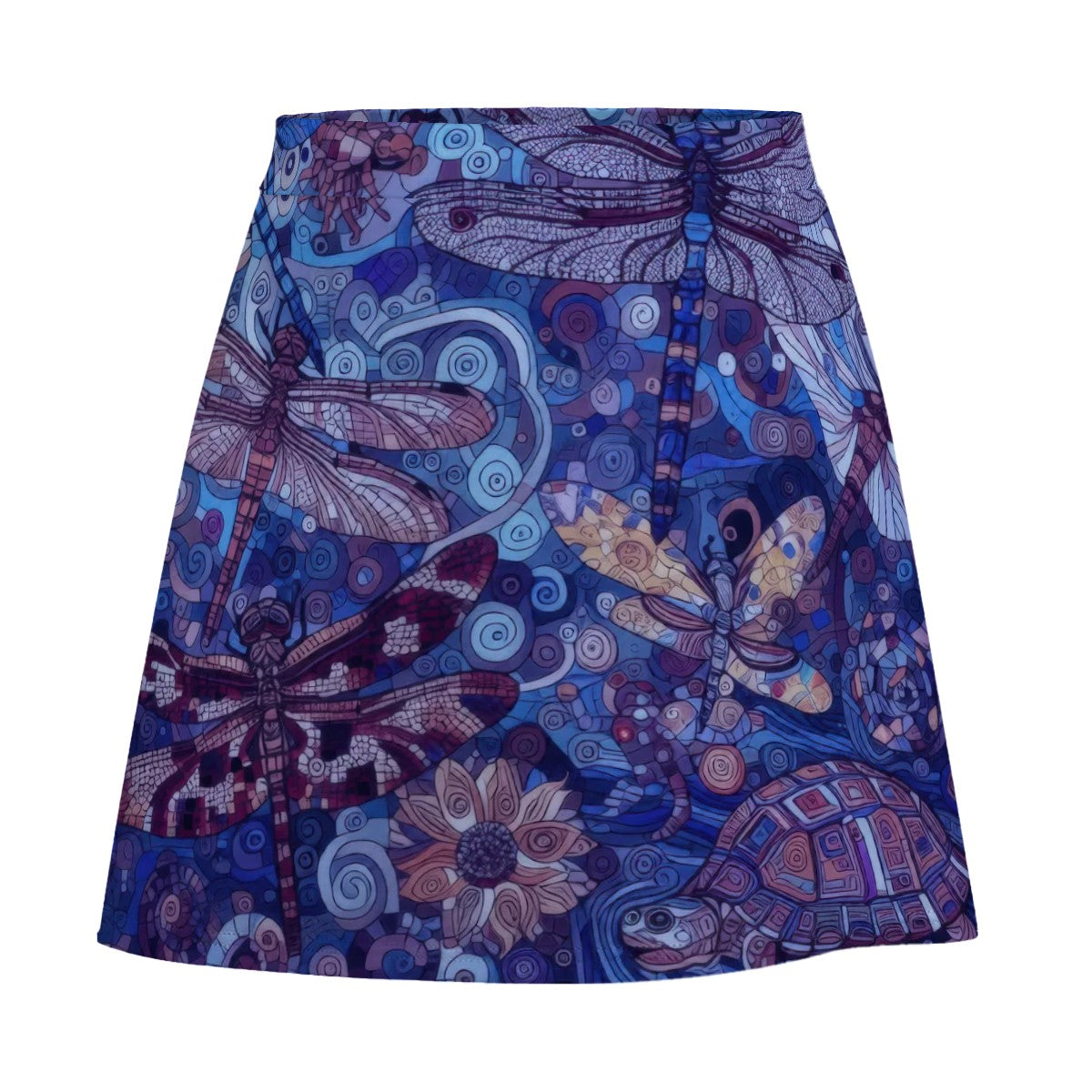 Dark Blue Dragonflies Mini Skirt
