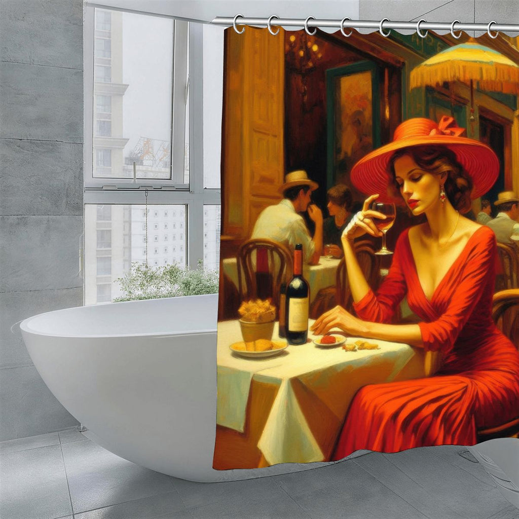 Alma Shower Curtain | Mediterranean Café Art