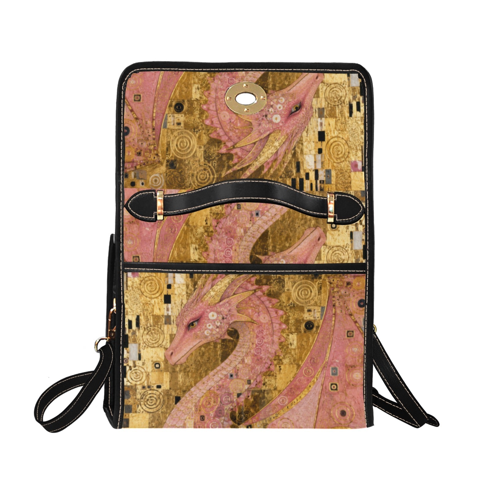 Pink Dragon Satchel Waterproof Canvas Bag