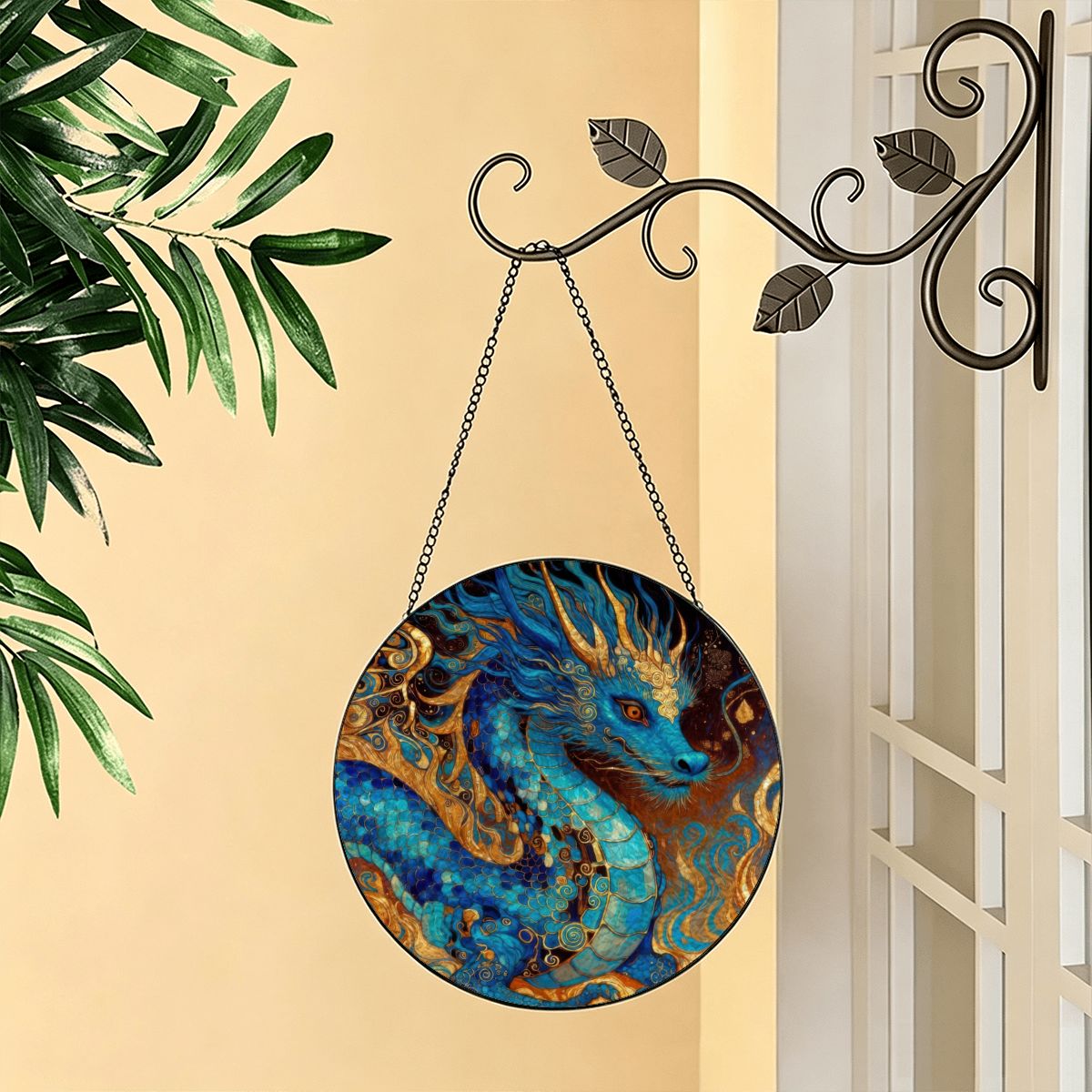 Cobalt Stained Glass Effect Suncatcher Window Hanging (Made in USA)