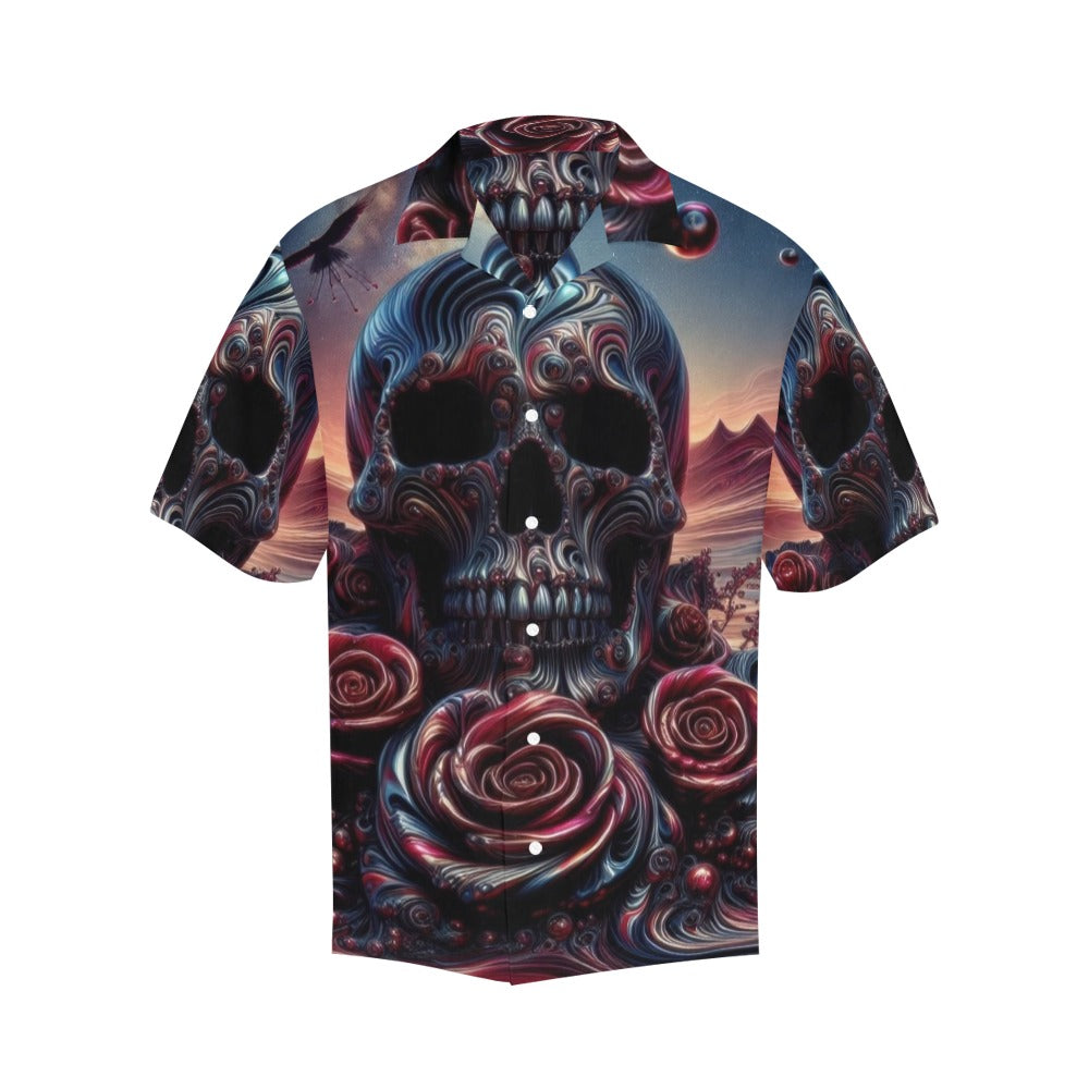 Skull and Roses Hawaiian Shirt without pocket