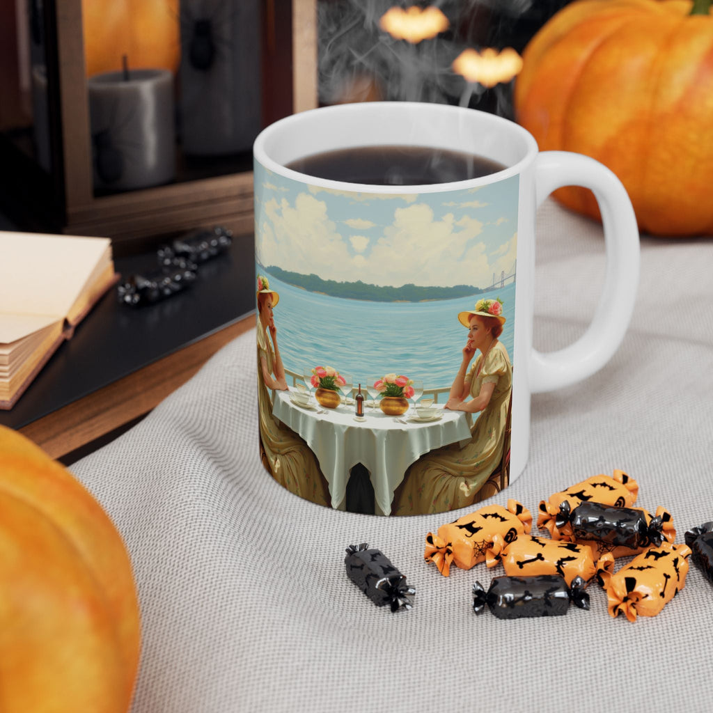 Dahlia by the Lake Ceramic Coffee Mug by Gregg Acini Adoree Designs - Gregg Acini Adoree Designs - Mug