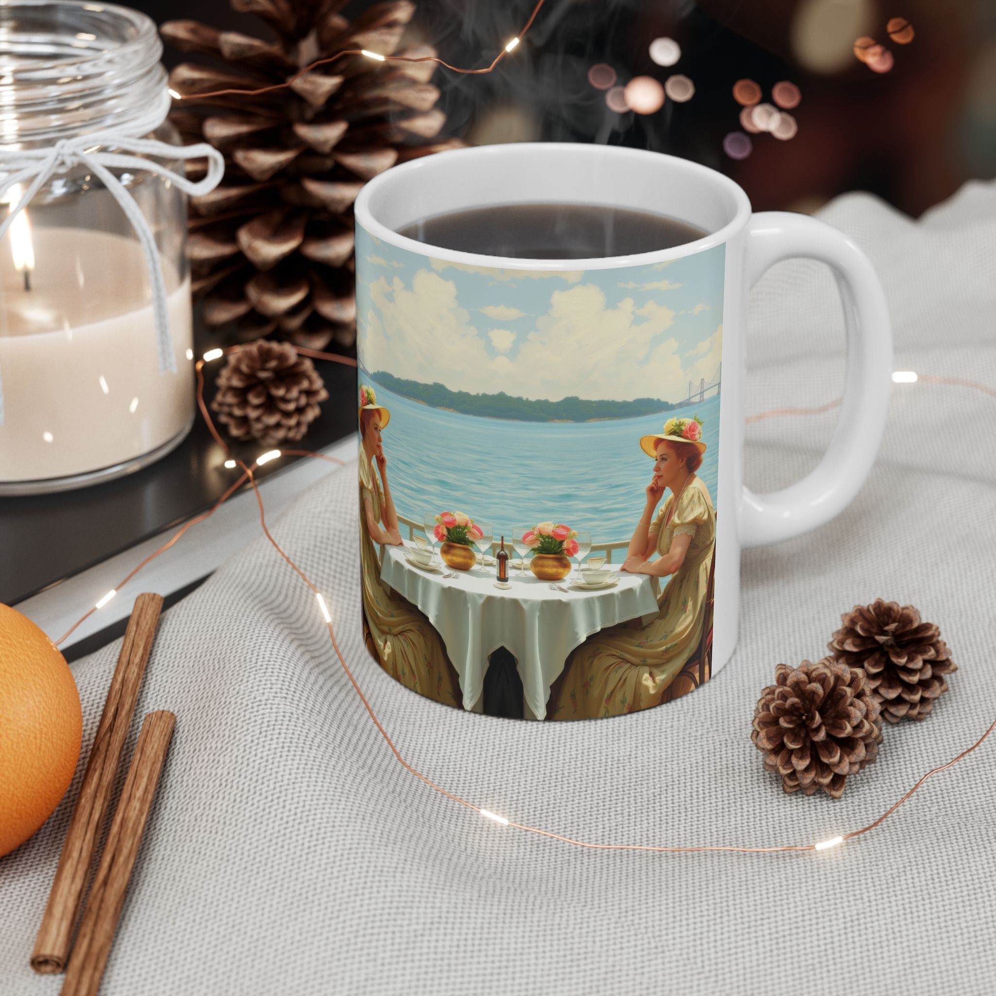 Dahlia by the Lake Ceramic Coffee Mug by Gregg Acini Adoree Designs - Gregg Acini Adoree Designs - Mug