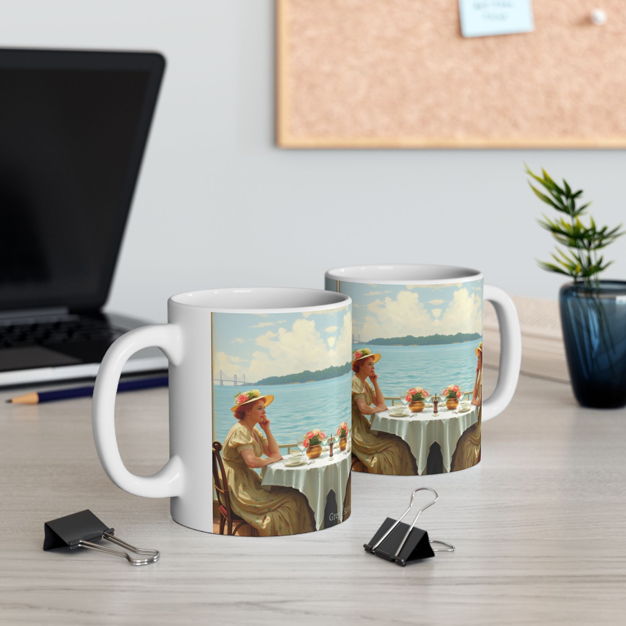 Dahlia by the Lake Ceramic Coffee Mug by Gregg Acini Adoree Designs - Gregg Acini Adoree Designs - Mug