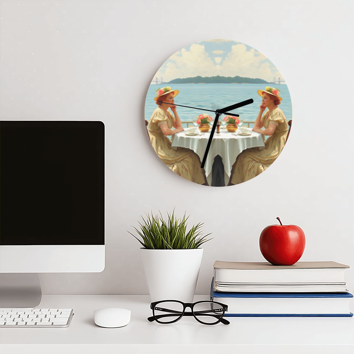 Dahlia by the Lake MDF Wall Clock (Made in USA) - Gregg Acini Adoree Designs - Wall Clock