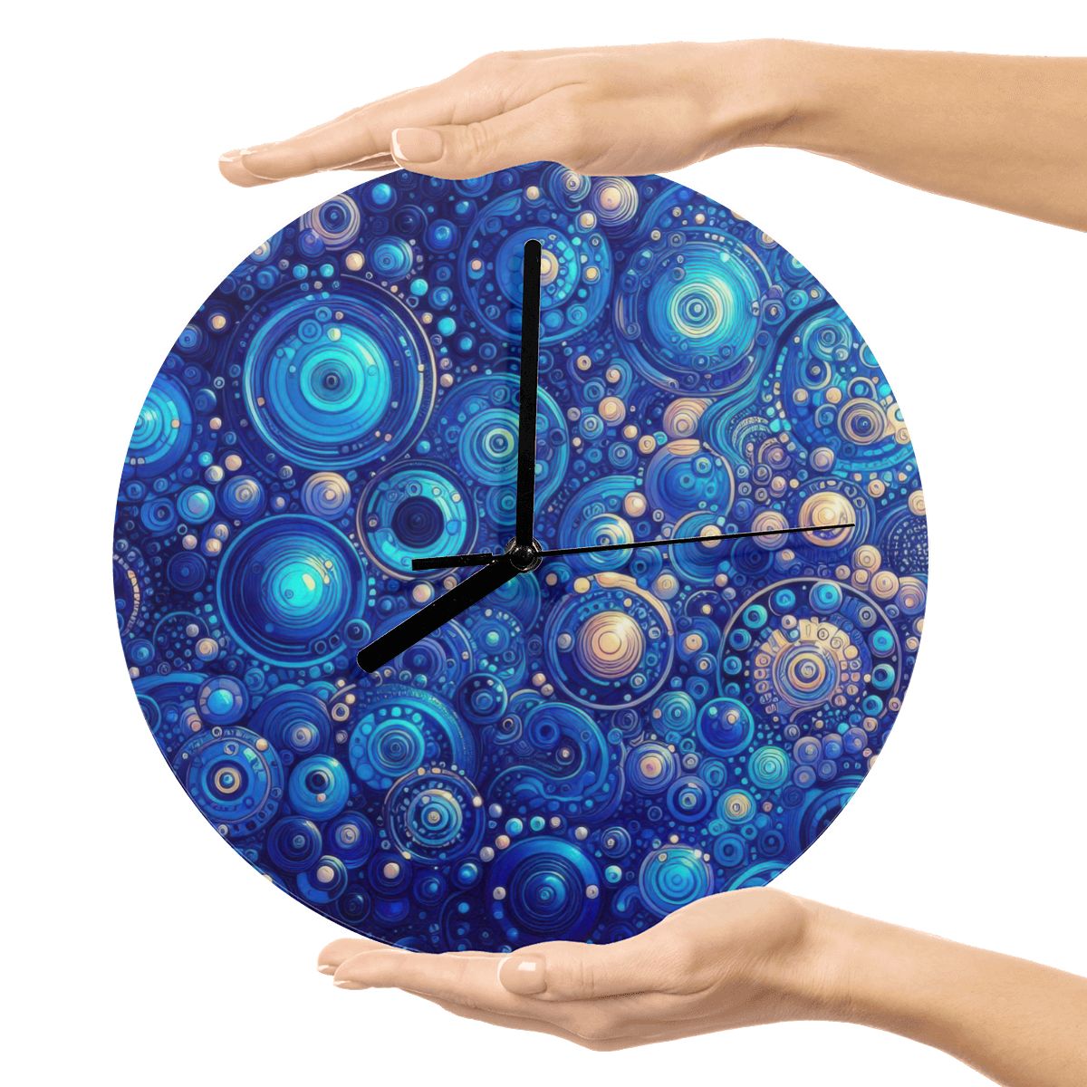 Dark Blue Rhapsody MDF Wall Clock (Made in USA) - Gregg Acini Adoree Designs - Wall Clock