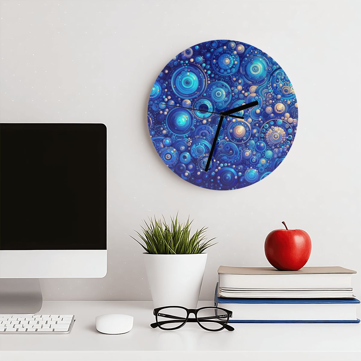 Dark Blue Rhapsody MDF Wall Clock (Made in USA) - Gregg Acini Adoree Designs - Wall Clock