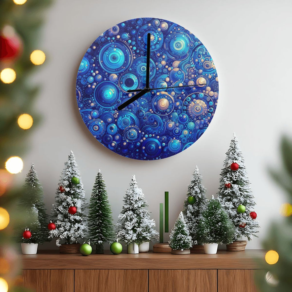 Dark Blue Rhapsody MDF Wall Clock (Made in USA) - Gregg Acini Adoree Designs - Wall Clock
