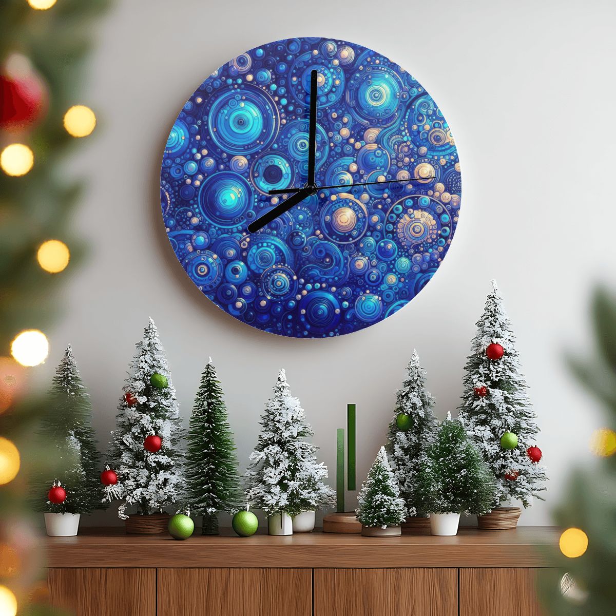 Dark Blue Rhapsody MDF Wall Clock (Made in USA) - Gregg Acini Adoree Designs - Wall Clock